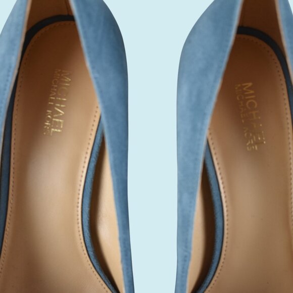 Michael Kors Suede Pump Size 9M Chambray Blue Susan Flex Stacked Heel NWOB - Picture 15 of 15